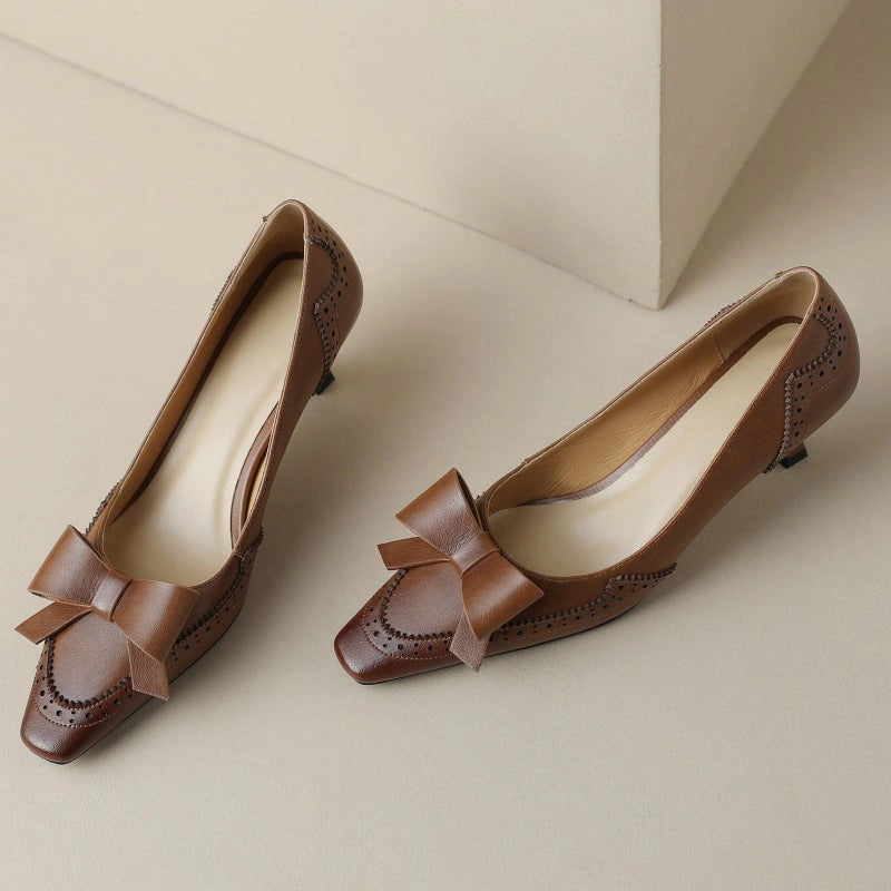 Violaine Leather Ribbon Pumps