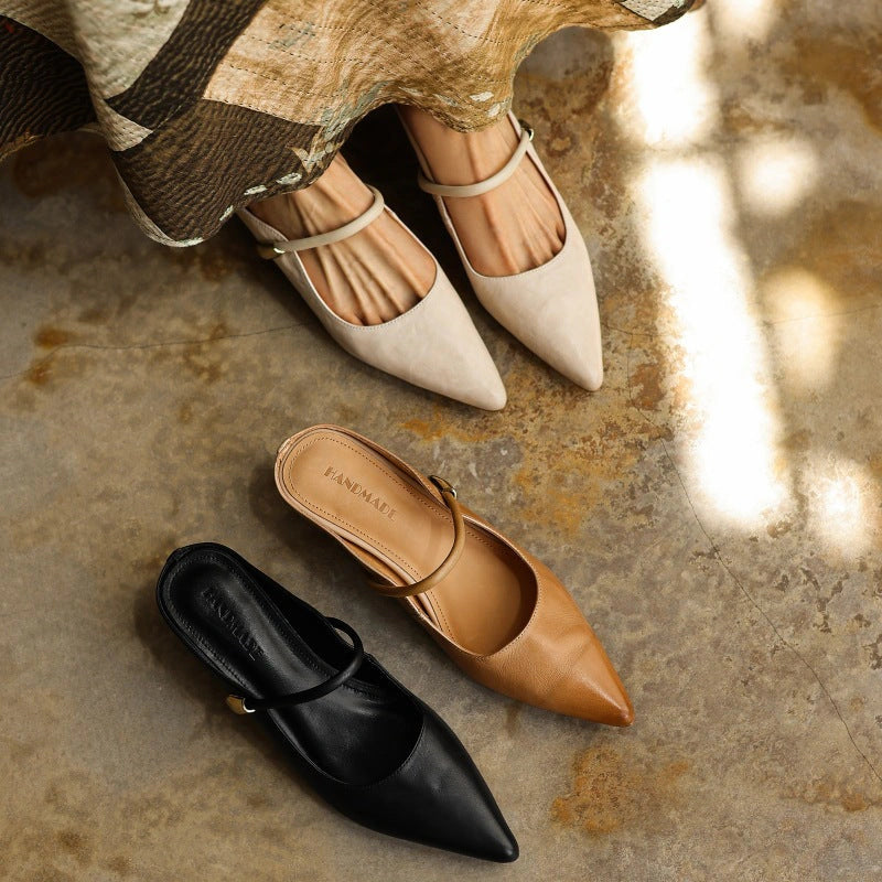 Lucie Sculpt Leather Mules