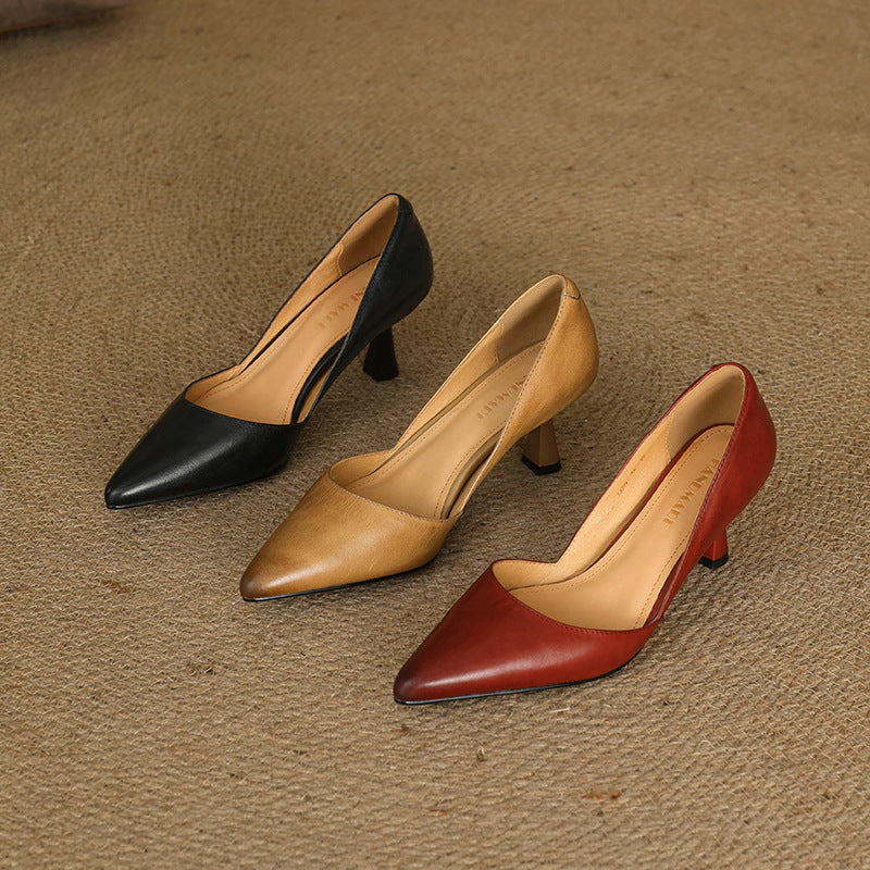 Vera Curve Leather Heels