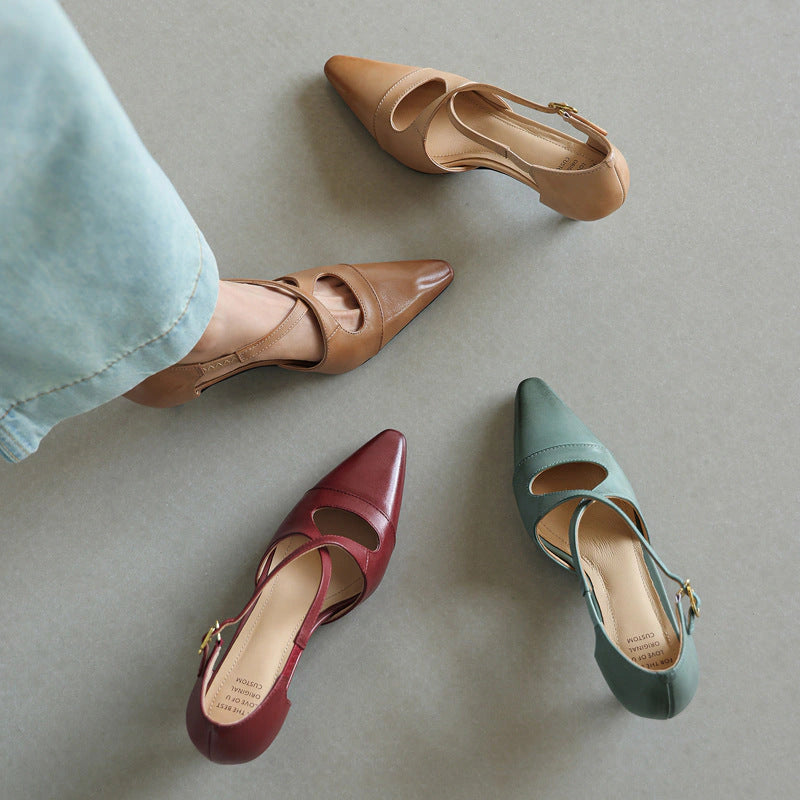 Faye Leather Mary-Jane Heels