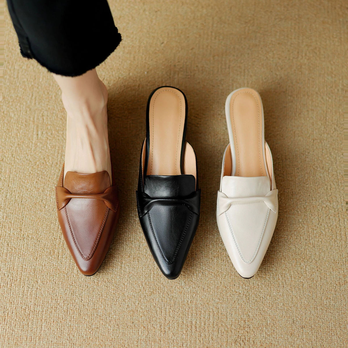 Esme Pointed Leather Mules