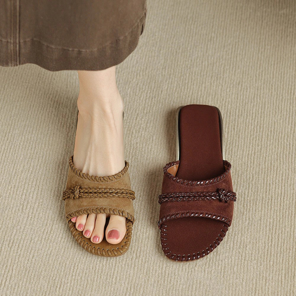 Tessa Woven Leather Slides