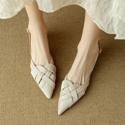 Alix Woven Leather Slingback Heels