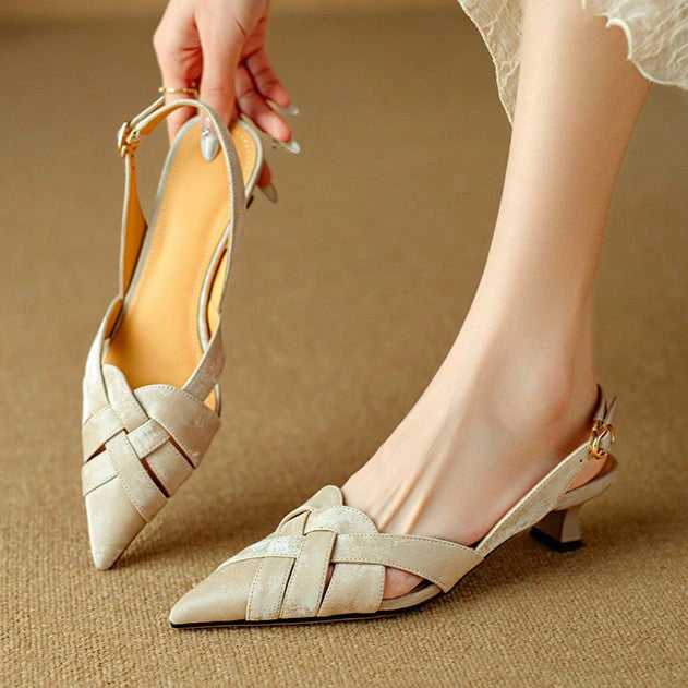 Alix Woven Leather Slingback Heels