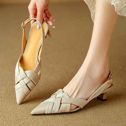 Alix Woven Leather Slingback Heels