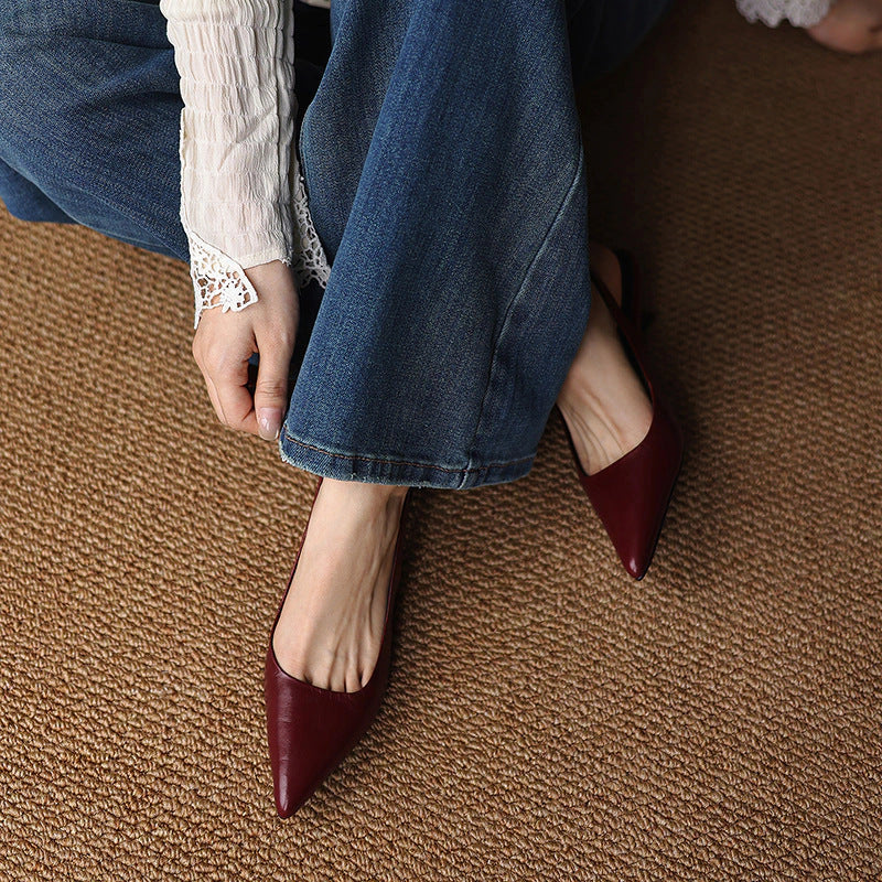 Laure Lambskin Leather Slingback Heels