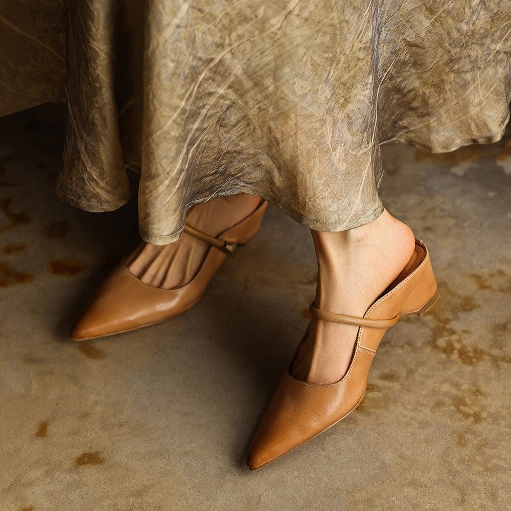 Lucie Sculpt Leather Mules