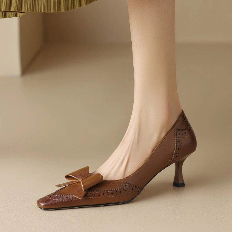 Violaine Leather Ribbon Pumps