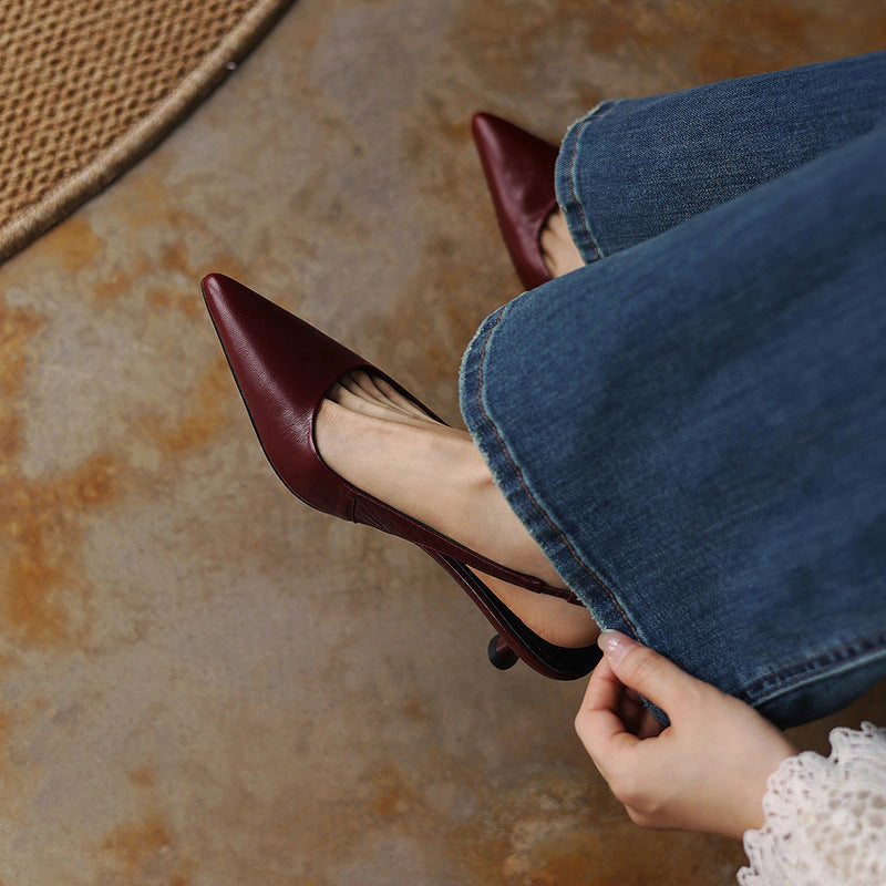 Laure Lambskin Leather Slingback Heels