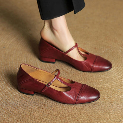 Clemence T-Strap Leather Mary Janes