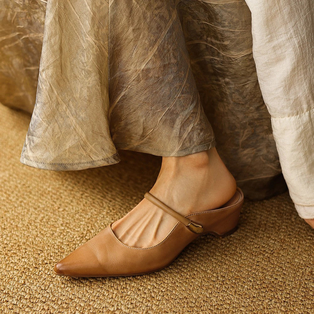 Lucie Sculpt Leather Mules