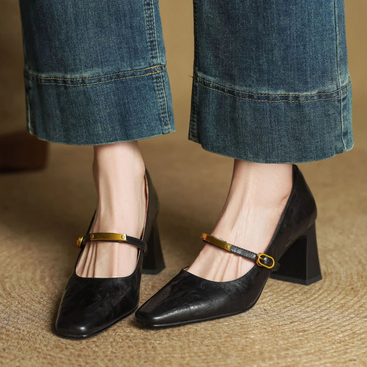 Lena Leather Strap Pumps