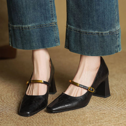 Lena Leather Strap Pumps