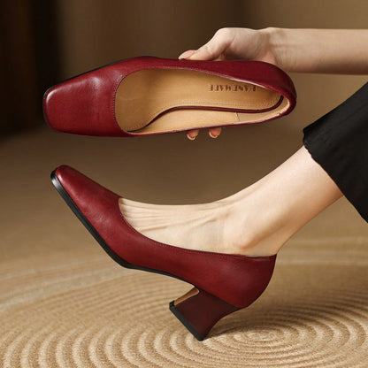 Manon Leather Square Pumps