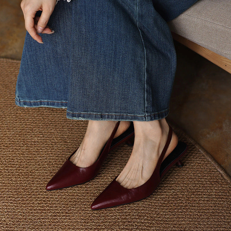 Laure Lambskin Leather Slingback Heels
