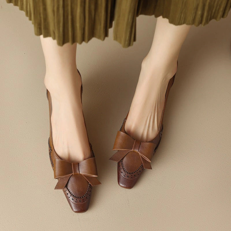 Violaine Leather Ribbon Pumps