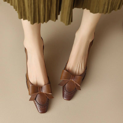 Violaine Leather Ribbon Pumps