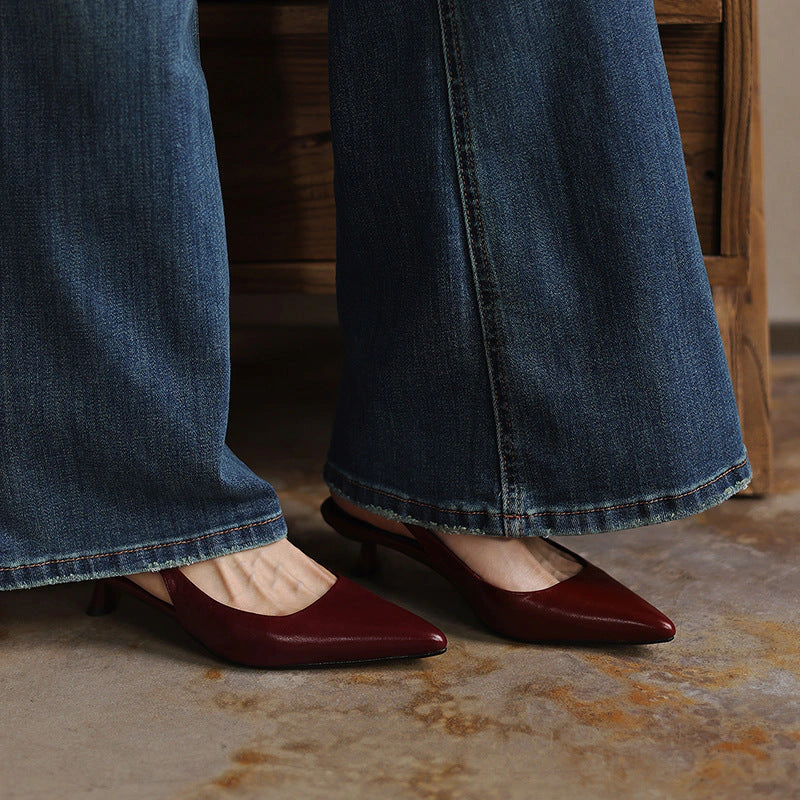 Laure Lambskin Leather Slingback Heels