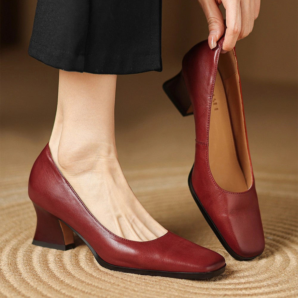 Manon Leather Square Pumps