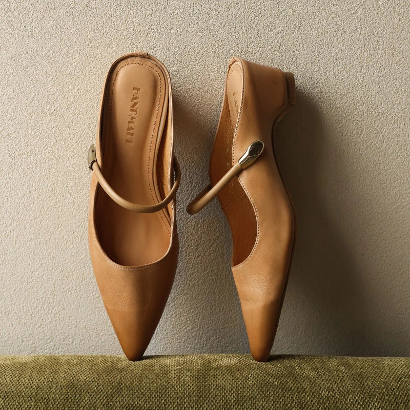 Lucie Sculpt Leather Mules