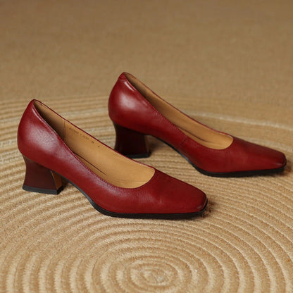 Manon Leather Square Pumps