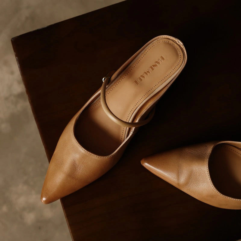 Lucie Sculpt Leather Mules