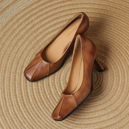 Josephine Leather Square-Toe Pumps