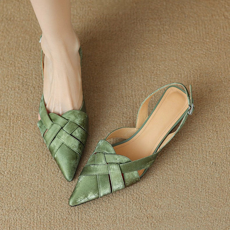 Alix Woven Leather Slingback Heels