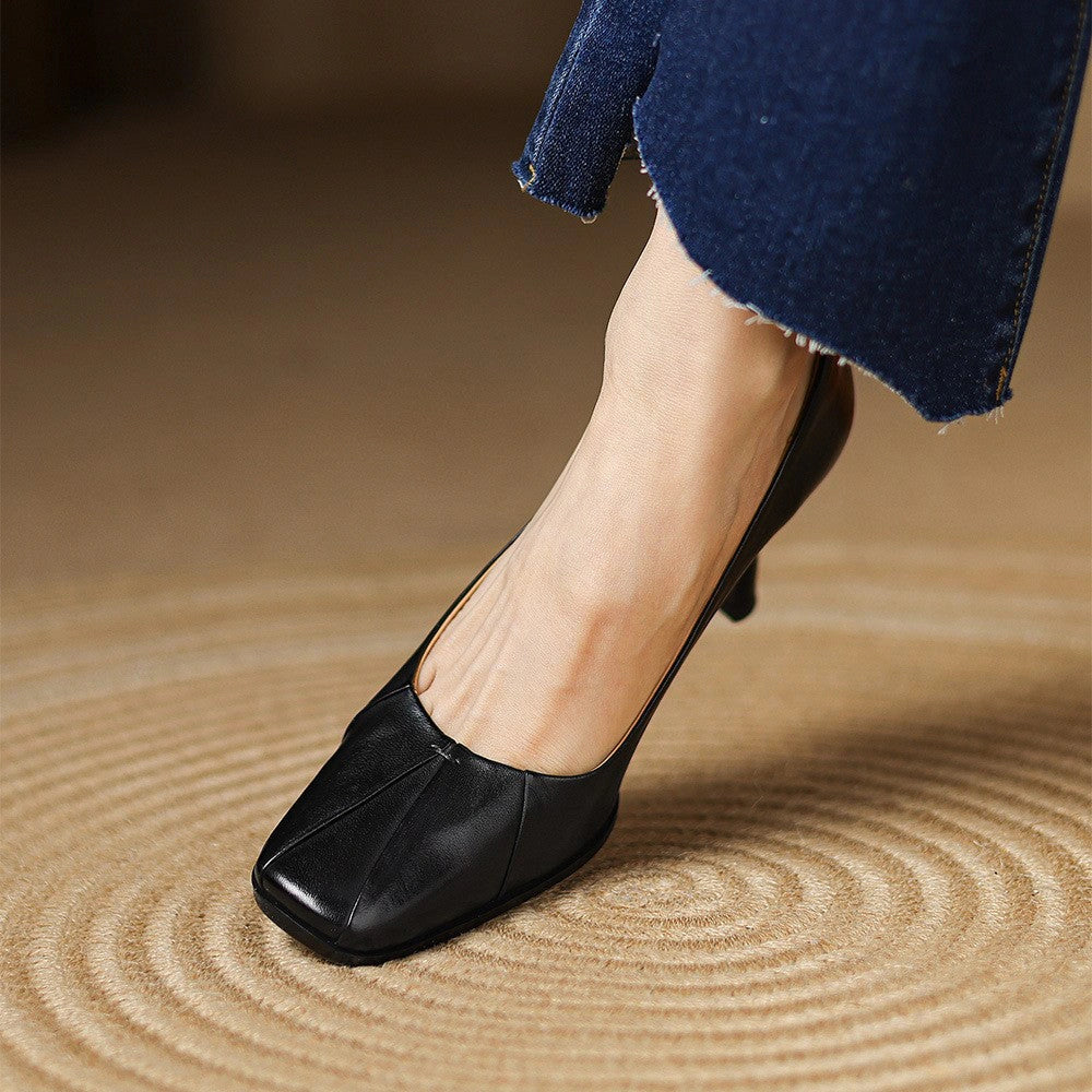 Josephine Leather Square-Toe Pumps