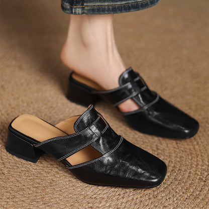 Anouk Square-Toe Leather Mules