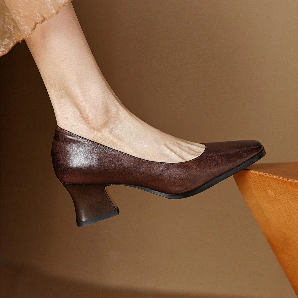 Manon Leather Square Pumps