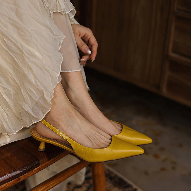 Laure Lambskin Leather Slingback Heels