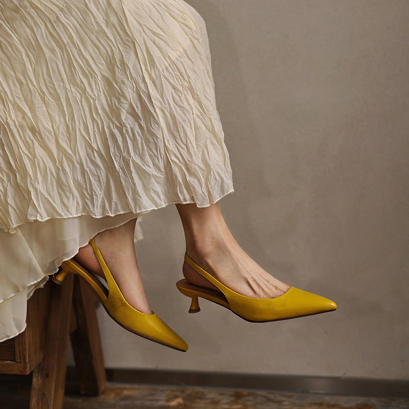 Laure Lambskin Leather Slingback Heels