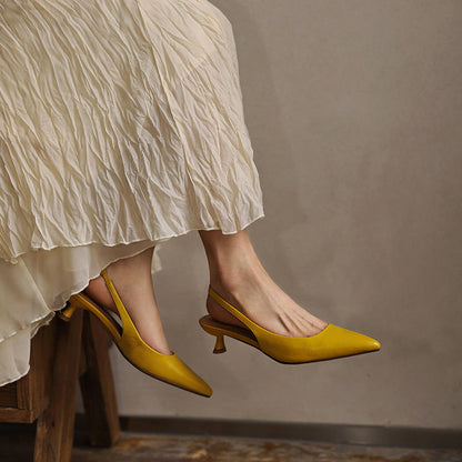 Laure Lambskin Leather Slingback Heels