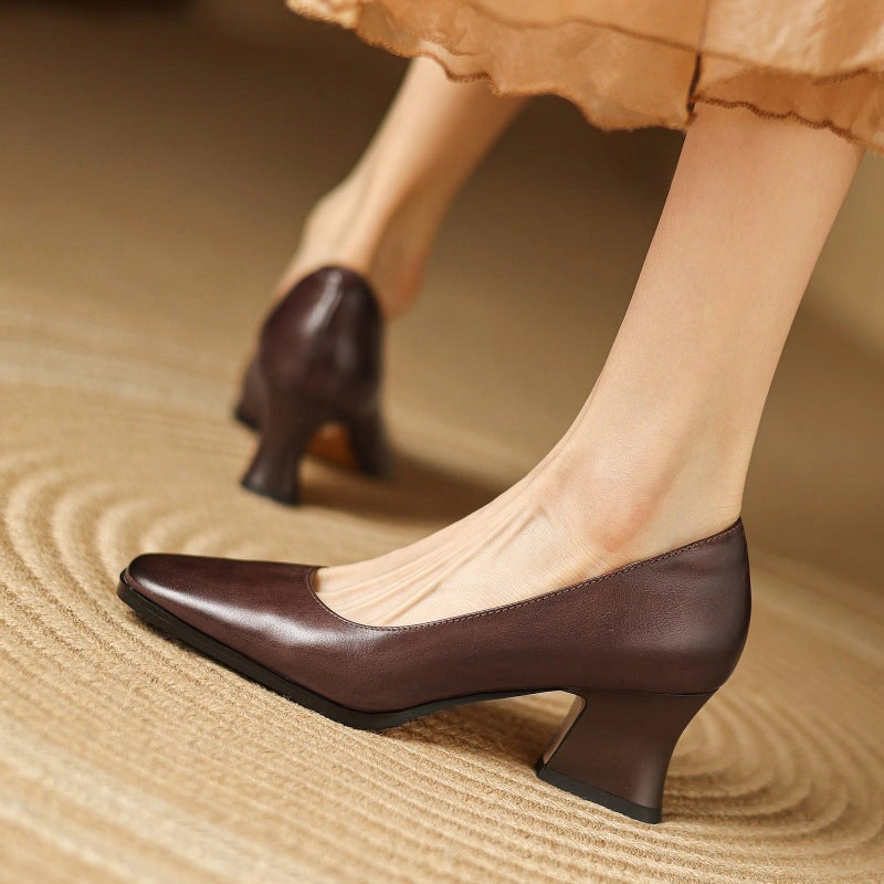 Manon Leather Square Pumps