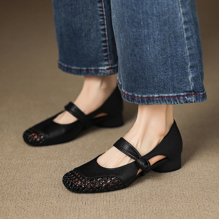 Wren Woven Leather Mary Janes