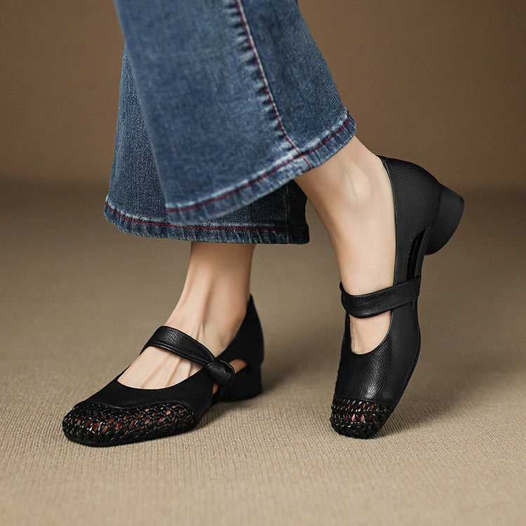 Wren Woven Leather Mary Janes