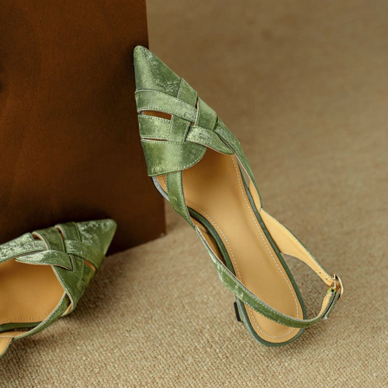 Alix Woven Leather Slingback Heels