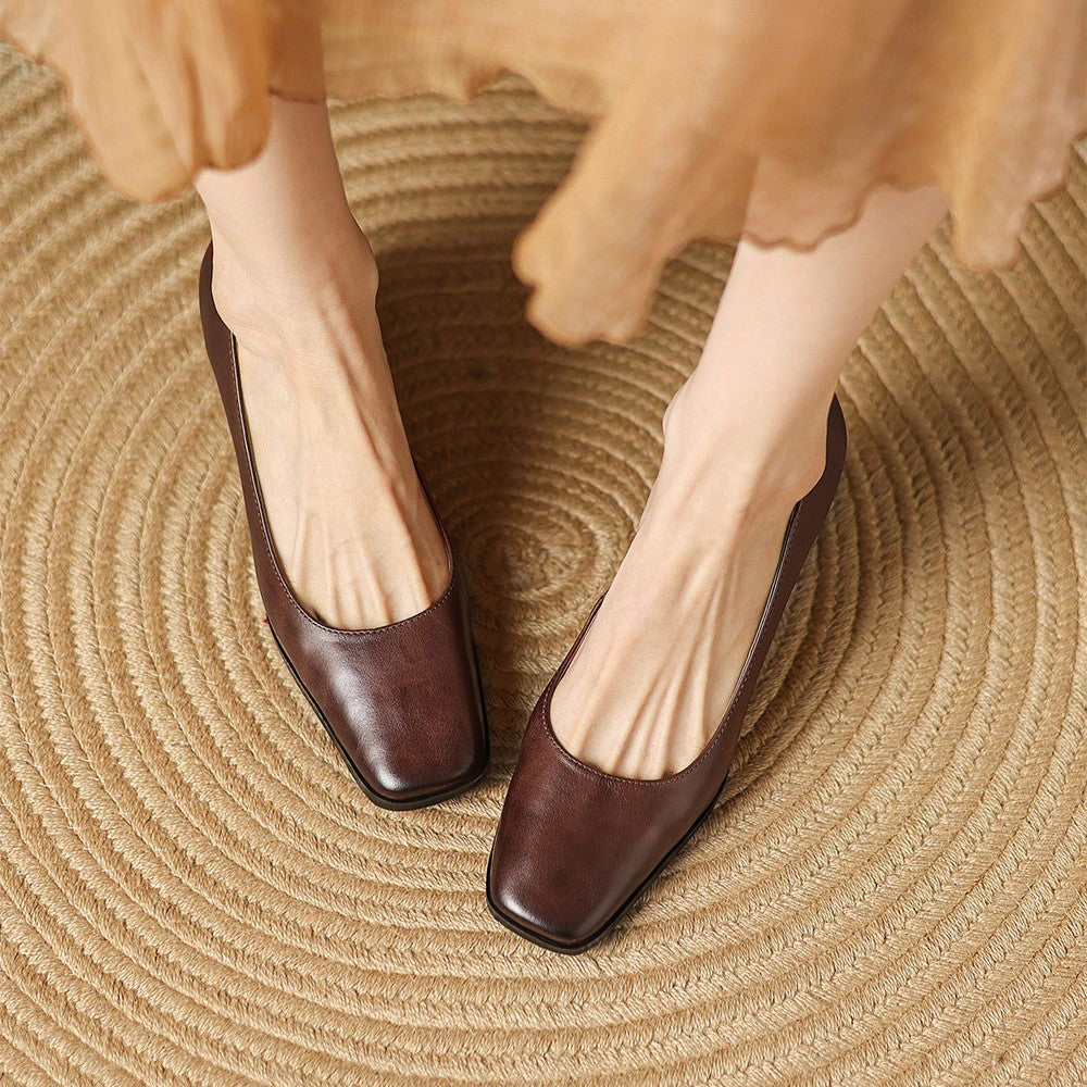 Manon Leather Square Pumps