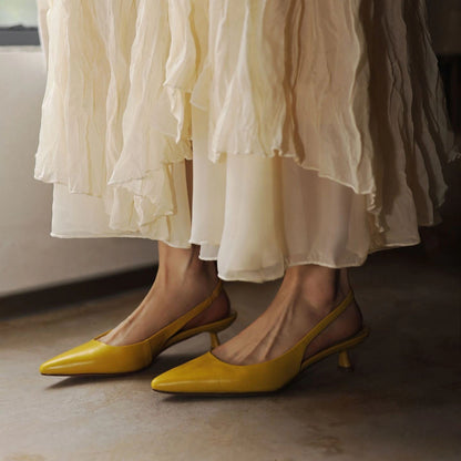 Laure Lambskin Leather Slingback Heels