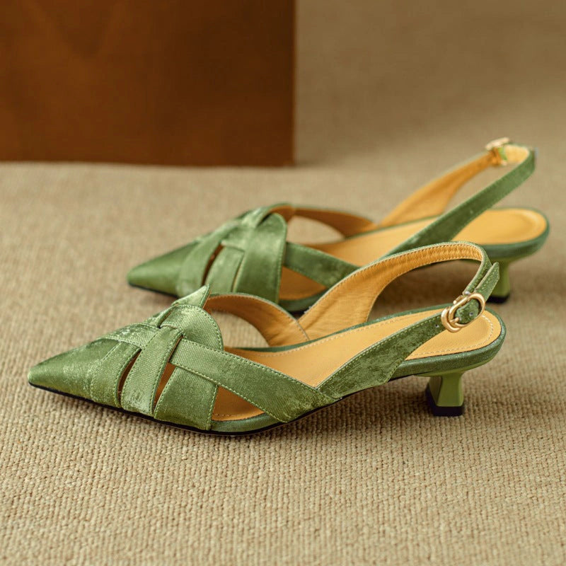 Alix Woven Leather Slingback Heels