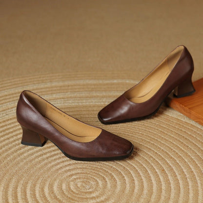 Manon Leather Square Pumps