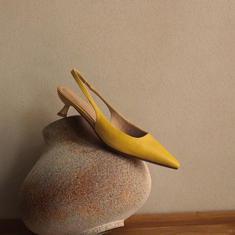 Laure Lambskin Leather Slingback Heels