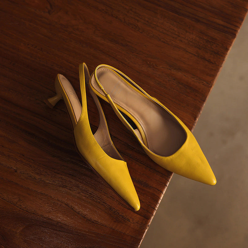 Laure Lambskin Leather Slingback Heels