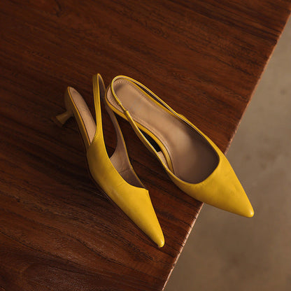 Laure Lambskin Leather Slingback Heels