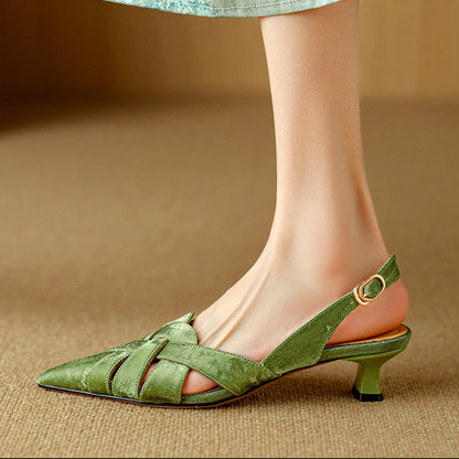 Alix Woven Leather Slingback Heels