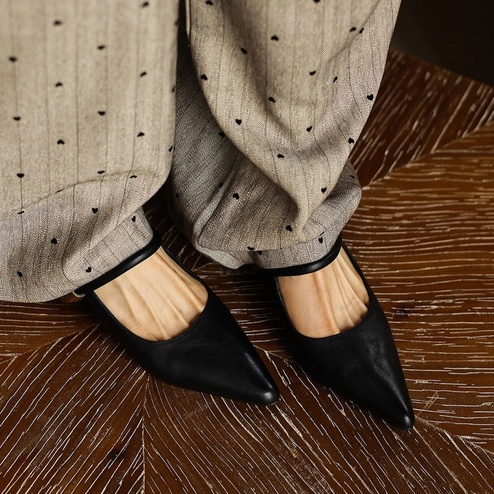 Lucie Sculpt Leather Mules