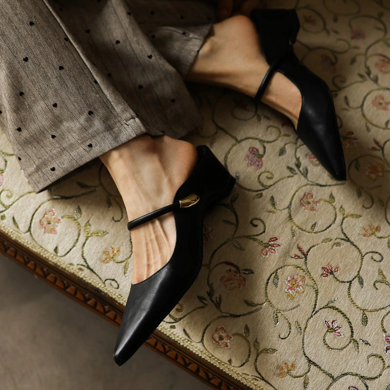 Lucie Sculpt Leather Mules