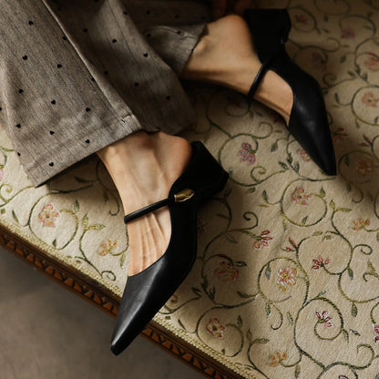 Lucie Sculpt Leather Mules