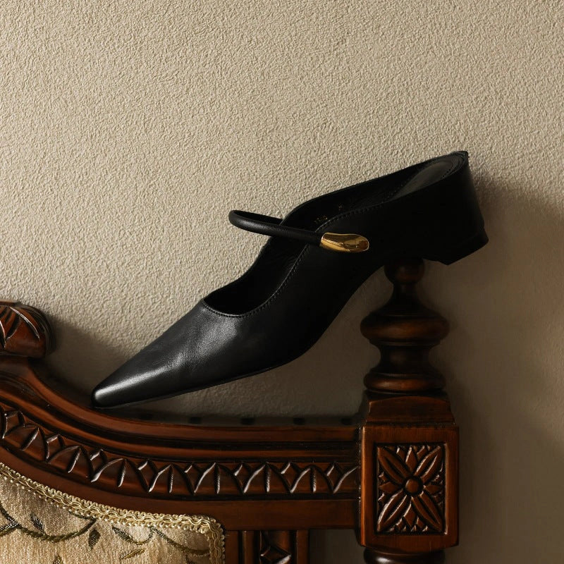 Lucie Sculpt Leather Mules